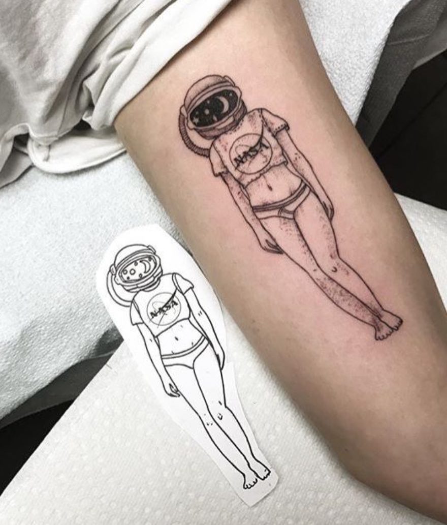 苏先生大臂小清新太空人纹身图案